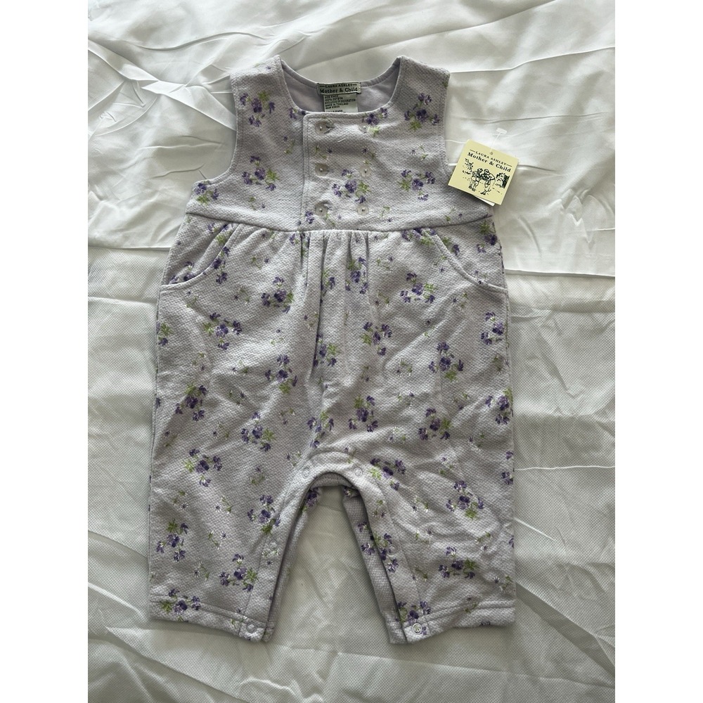VTG Laura Ashley 6 Mos Cotton Jumpsuit Floral Cottage Romper 90s Coquette Bubble